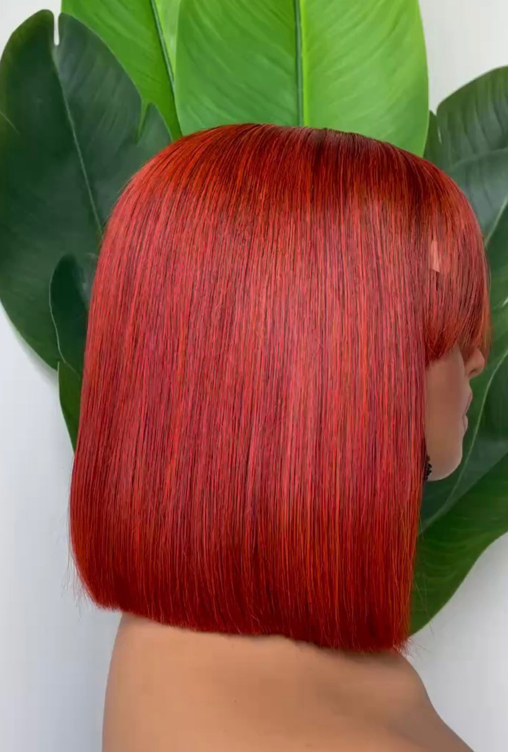 perruque vietnamienne  5*5 lace frange SDD Bob orange 12 pouces 220%